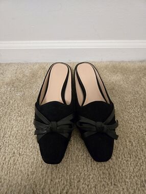 AD & Daughters Womens Corya Black Suede Flat Mules Size 8